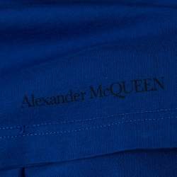 Pre Owned Alexander McQueen Blue Skull Print Cotton Crew Neck T-Shirt M