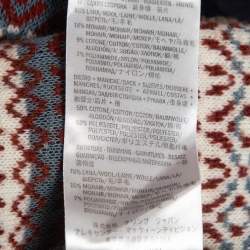 Pre Owned Alexander McQueen Navy Blue/Brown Stripe Intarsia Knit Crew Neck Sweater M