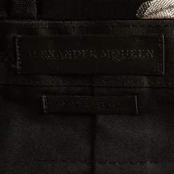 Alexander McQueen Black Jacquard Trim Gabardine Formal Trousers S