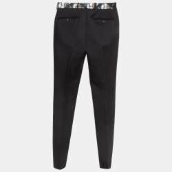 Alexander McQueen Black Jacquard Trim Gabardine Formal Trousers S