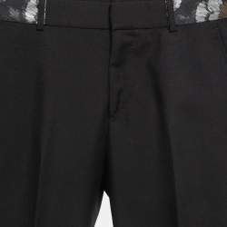 Alexander McQueen Black Jacquard Trim Gabardine Formal Trousers S