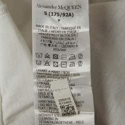 Pre Owned Alexander McQueen White Logo Embroidered Cotton T-Shirt S