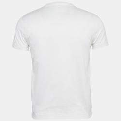 Pre Owned Alexander McQueen White Logo Embroidered Cotton T-Shirt S