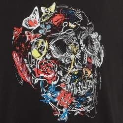 Pre Owned Alexander McQueen Black Skull Print Jersey T-Shirt M