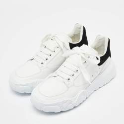 Alexander McQueen White/Black Leather And Suede Oversized Sneakers Size 39