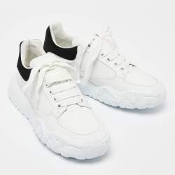 Alexander McQueen White/Black Leather And Suede Oversized Sneakers Size 39