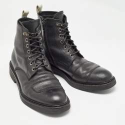 Alexander McQueen Black Leather Ranger Boots Size 41