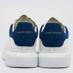 Alexander McQueen White/Blue Leather and Suede Oversized Sneakers Size 43