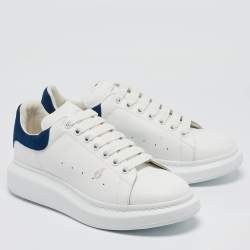 Alexander McQueen White/Blue Leather and Suede Oversized Sneakers Size 43