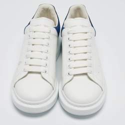 Alexander McQueen White/Blue Leather and Suede Oversized Sneakers Size 43