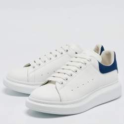 Alexander McQueen White/Blue Leather and Suede Oversized Sneakers Size 43