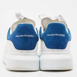 Alexander McQueen White/Blue Leather and Suede Oversized  Sneakers Size 43