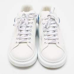 Alexander McQueen White/Blue Leather and Suede Oversized  Sneakers Size 43
