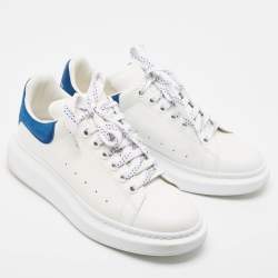 Alexander McQueen White/Blue Leather and Suede Oversized  Sneakers Size 43