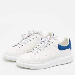 Alexander McQueen White/Blue Leather and Suede Oversized  Sneakers Size 43