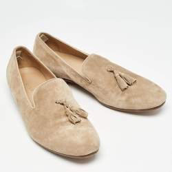 Alexander McQueen Beige Suede Tassel Accents Loafers Size 45