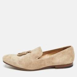Alexander McQueen Beige Suede Tassel Accents Loafers Size 45