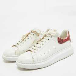 Alexander McQueen White/Red Leather Oversized Low Top Sneakers Size 45