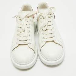 Alexander McQueen White/Red Leather Oversized Low Top Sneakers Size 45