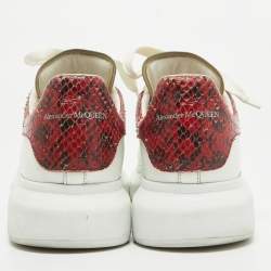 Alexander McQueen White/Red Leather Oversized Low Top Sneakers Size 45