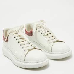 Alexander McQueen White/Red Leather Oversized Low Top Sneakers Size 45