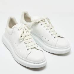 Alexander McQueen White Leather Oversized Lace Up Sneakers Size 44