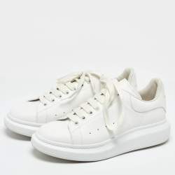 Alexander McQueen White Leather Oversized Lace Up Sneakers Size 44