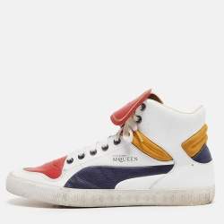Alexander McQueen White Leather High Top Sneakers Size 44