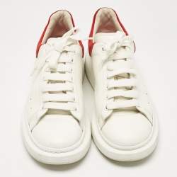 Alexander McQueen White Leather and Suede Oversized Lace Up Sneakers Size 44.5