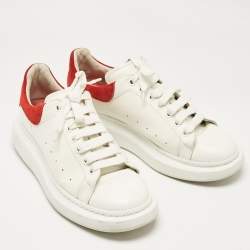 Alexander McQueen White Leather and Suede Oversized Lace Up Sneakers Size 44.5