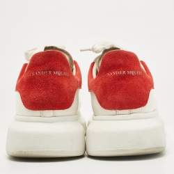 Alexander McQueen White Leather and Suede Oversized Lace Up Sneakers Size 44.5