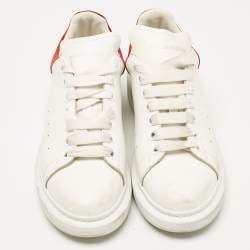 Alexander McQueen White/Red Leather and Suede Oversized Sneakers Size 40