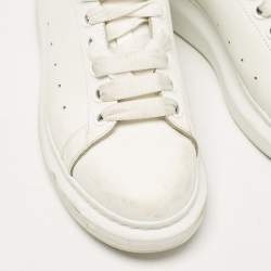 Alexander McQueen White/Red Leather and Suede Oversized Sneakers Size 40