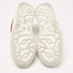 Alexander McQueen White/Red Leather and Suede Oversized Sneakers Size 40
