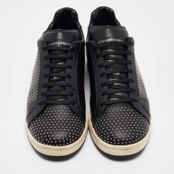 Alexander McQueen Black Leather Mainline Studded Low Top Sneakers Size 44