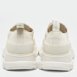 Alexander McQueen White Canvas Tread Slick Lace Up Sneakers Size 41