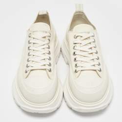 Alexander McQueen White Canvas Tread Slick Lace Up Sneakers Size 41
