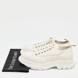 Alexander McQueen White Canvas Tread Slick Lace Up Sneakers Size 41