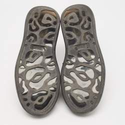 Pre Owned Alexander McQueen Black Leather Oversized Transparent Sole Sneakers Size 42