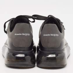 Pre Owned Alexander McQueen Black Leather Oversized Transparent Sole Sneakers Size 42