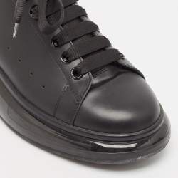 Pre Owned Alexander McQueen Black Leather Oversized Transparent Sole Sneakers Size 42