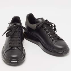 Pre Owned Alexander McQueen Black Leather Oversized Transparent Sole Sneakers Size 42