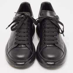 Pre Owned Alexander McQueen Black Leather Oversized Transparent Sole Sneakers Size 42