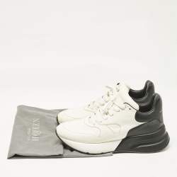 Alexander McQueen White/Black Leather and Suede Oversized Sneakers Size 44