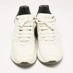 Alexander McQueen White/Black Leather and Suede Oversized Sneakers Size 44