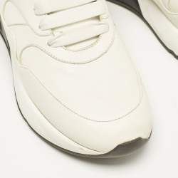 Alexander McQueen White/Black Leather and Suede Oversized Sneakers Size 44