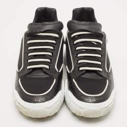 Pre Owned Alexander McQueen Black Leather and Neoprene Court Sneakers Size 40.5