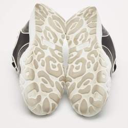 Pre Owned Alexander McQueen Black Leather and Neoprene Court Sneakers Size 40.5