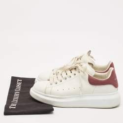 Alexander McQueen White/Burgundy Leather Oversized Sneakers Size 39