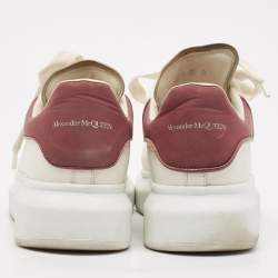 Alexander McQueen White/Burgundy Leather Oversized Sneakers Size 39